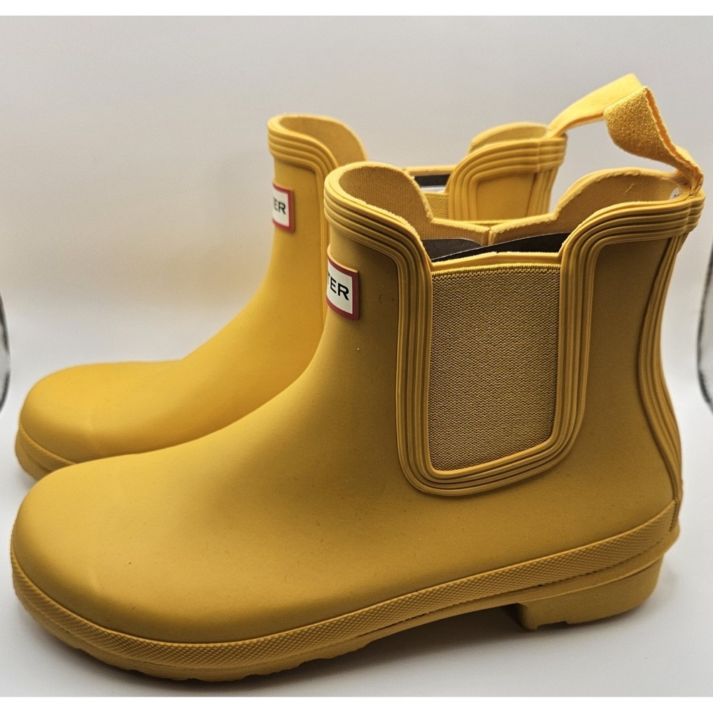 Hunter Original Chelsea Boot Short Waterproof Yellow Rain Boots Women's Sz 9 NEW - Picture 3 of 9